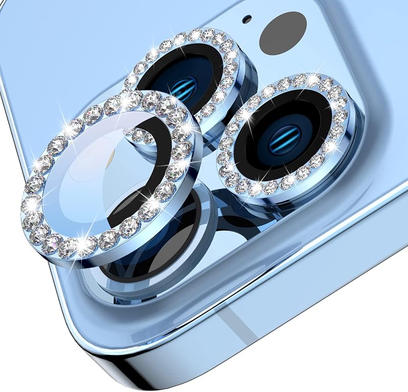 Protector de lente de cámara Tensea Bling para iPhone 13 Pro/iPhone 13 Pro Max | Cubierta protectora para cámara, Protector de pantalla de vidrio templado, anillo Individual de Metal de diamante para 13Pro 6,1 "/13 ProMax 6,7 pulgadas