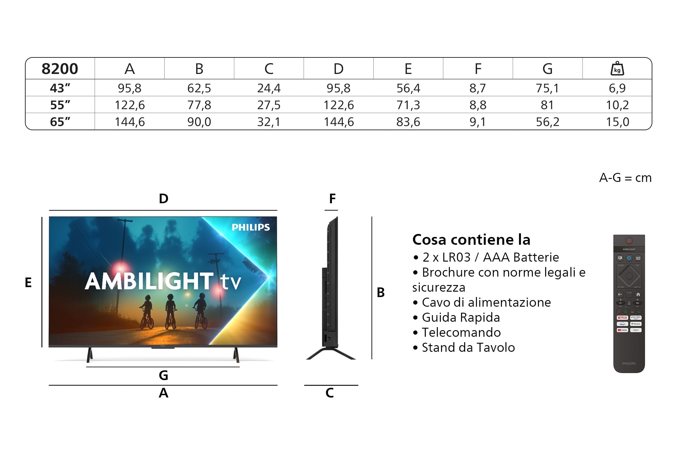 Philips Ambilight 43PUS8200 4K LED Smart TV - Display 43’’ con piattaforma Titan OS, Pixel Precise Ultra HD e Dolby Atmos Sound - Funziona con Alexa e Google Voice Assistant
