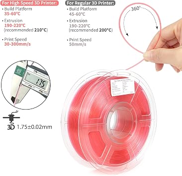 iSANMATE Rapid Clear Light Pink PLA Filament 1.75mm, 3D Printer Filament Transparent Filament, for Bambu Lab 3D Printers, AMS, AMSLite, 1kg Spool (2.2lbs)