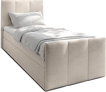 Levente Bed with Storage Box 120 x 200 cm Beige Box Bed Storage Space