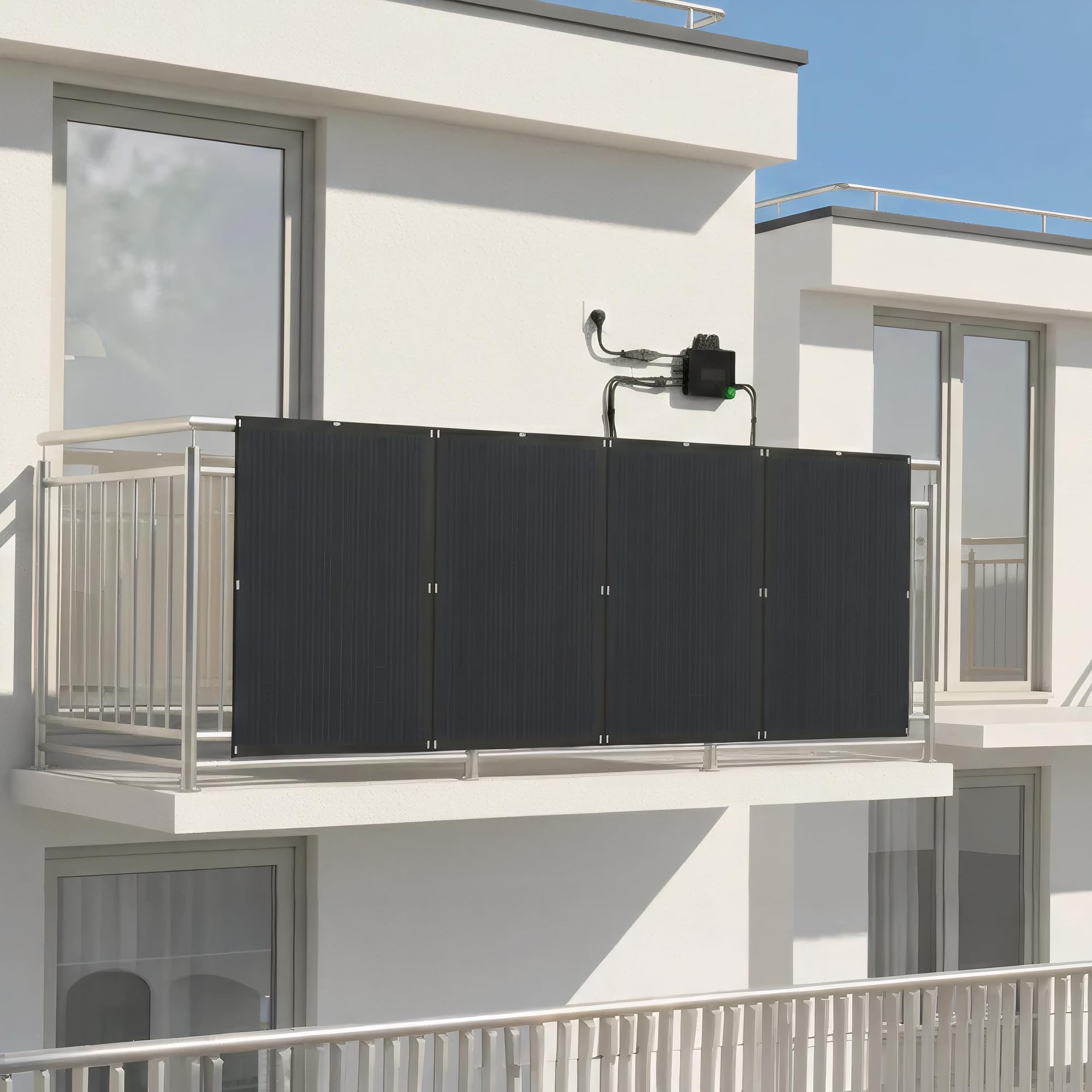 Kit Fotovoltaico Balcone Mini Fotovoltaico 800W - Pannelli Flessibili Ultra Leggeri [200W x 4] e Inverter AE800S con Monitoraggio WiFi App - Installazione Facile, Pannelli 4kg (800, Wattora)