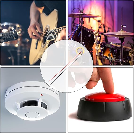 sourcing map 5Pcs Piezoelectric Discs 15mm Acoustic Pickup Transducer Microphones Trigger Buzzer Drum Guitar