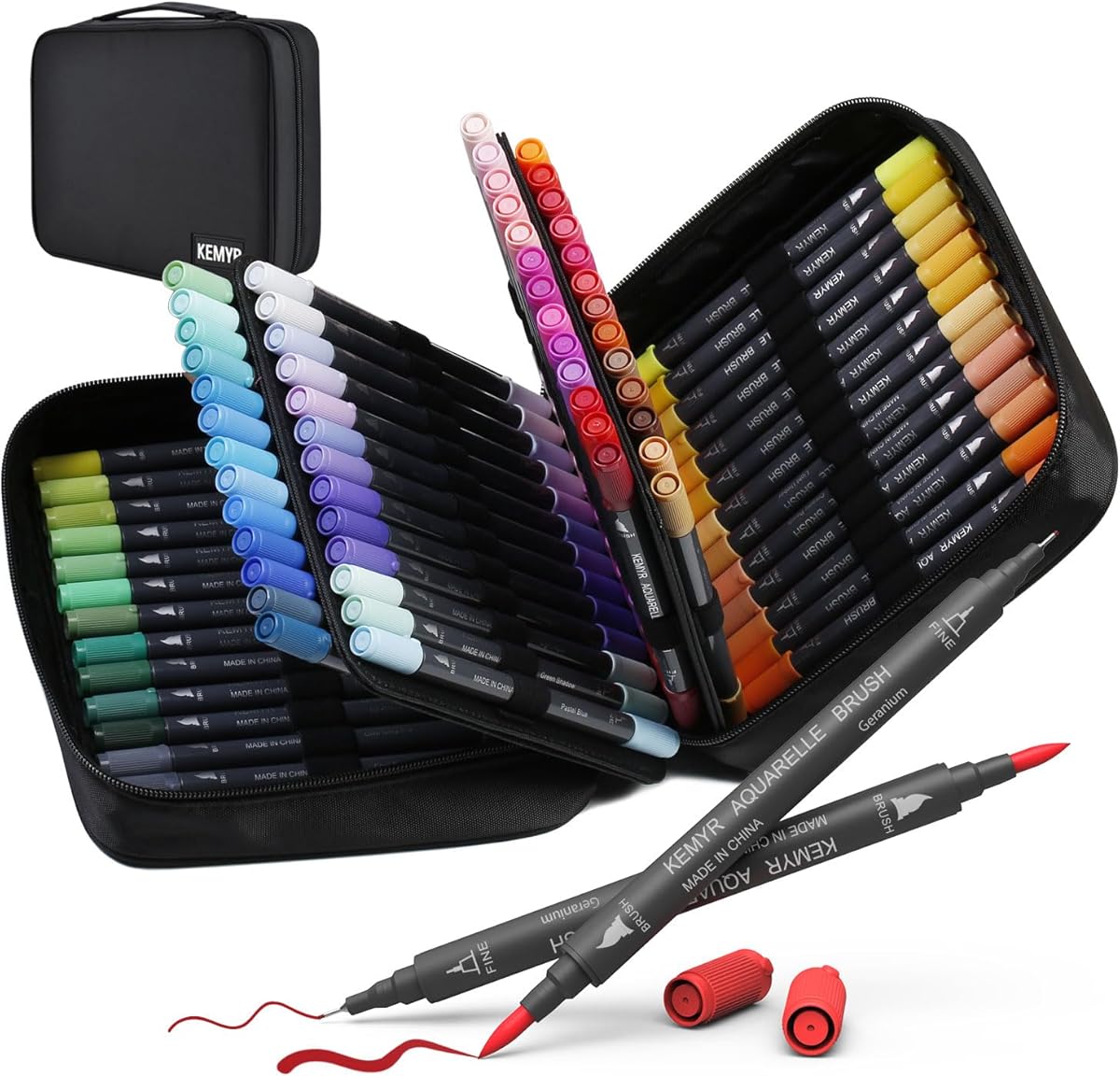 80 Farben Filzstifte Set – Pinselstifte und Fineliner,Malstifte für Malbücher Erwachsene,Nicht Durchblutende Filzstifte mit Dicken & Dünnen Spitzen für Anime-Zeichnungen,Bullet Journal, Kalligraphie