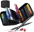 KEMYR Markers for Adult Coloring Books: 80 Color Dual Tip Fine & Brush Pens Water-Based Coloring Marker for Adults Drawing Sketching Bullet Journal Writing Lettering No bleeding
