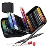 KEMYR Markers for Adult Coloring Books: 80 Color Dual Tip Fine & Brush Pens Water-Based Coloring Marker for Adults Drawing Sketching Bullet Journal Writing Lettering No bleeding