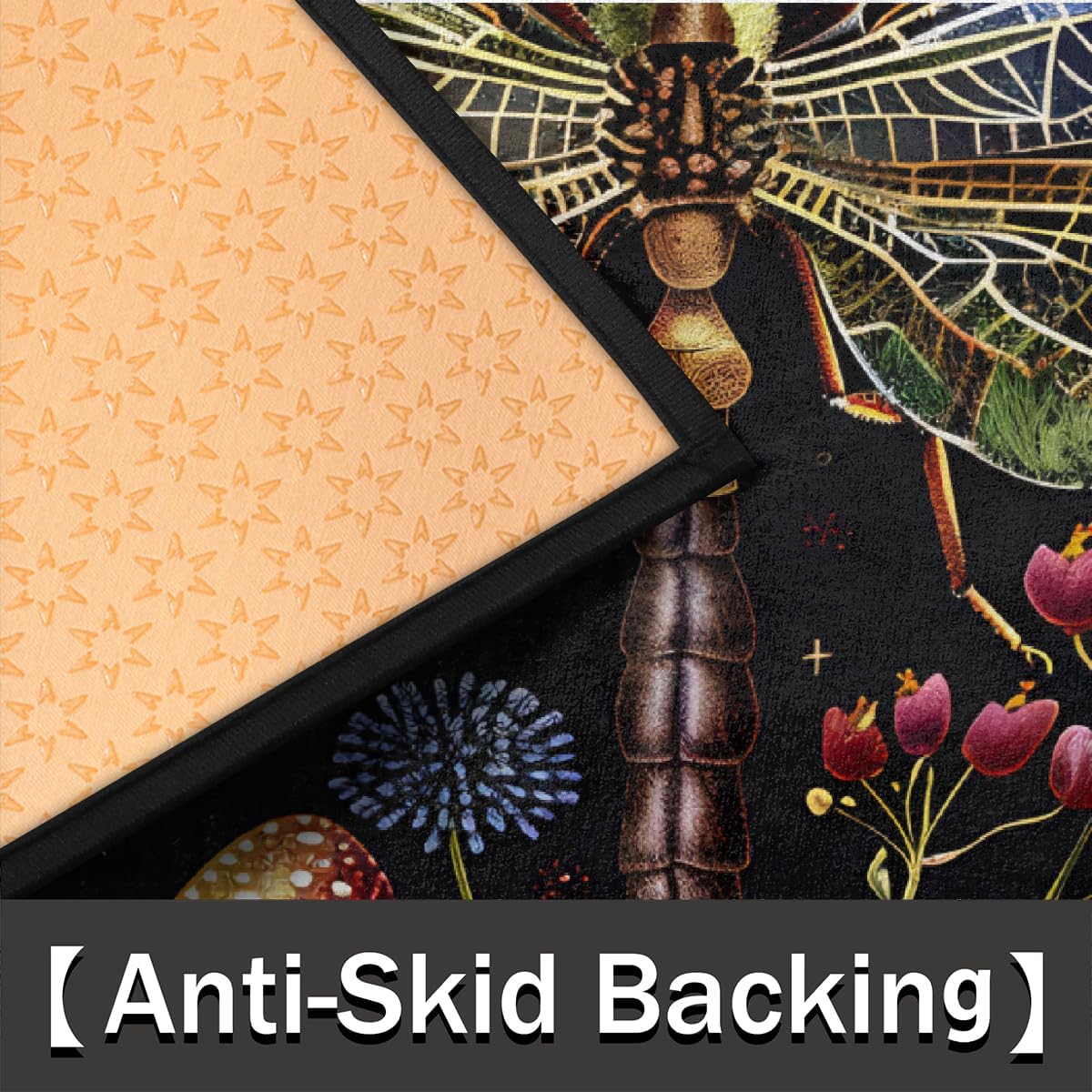 Half Round Doormat Non-Slip Washable Mushroom Animal Dragonfly Flower Semi Circle Rug Soft Absorbent Half Moon Mat for Indoor Outdoor Entrance Kitchen Bathroom Sink Patio Welcome Fireplace Floor Rug