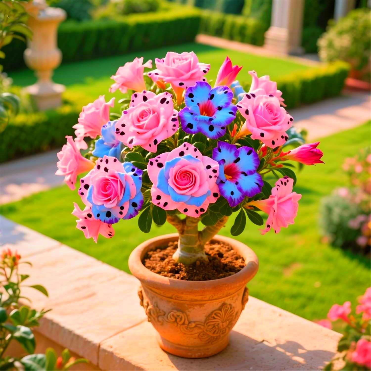 Noble Desert Rose Bulbs Perennial UK, Rare and Beautiful Adenium Rhizome in Bulk,Planting for Stunning Garden Displays-3 Rhizome-A