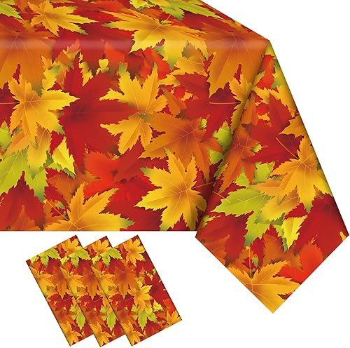 Miniatura 8 de Manteles de otoño de 3 piezas de Acción de Gracias, hoja de arce y calabaza, mantel de otoño para decoración de fiesta de Acción de Gracias,