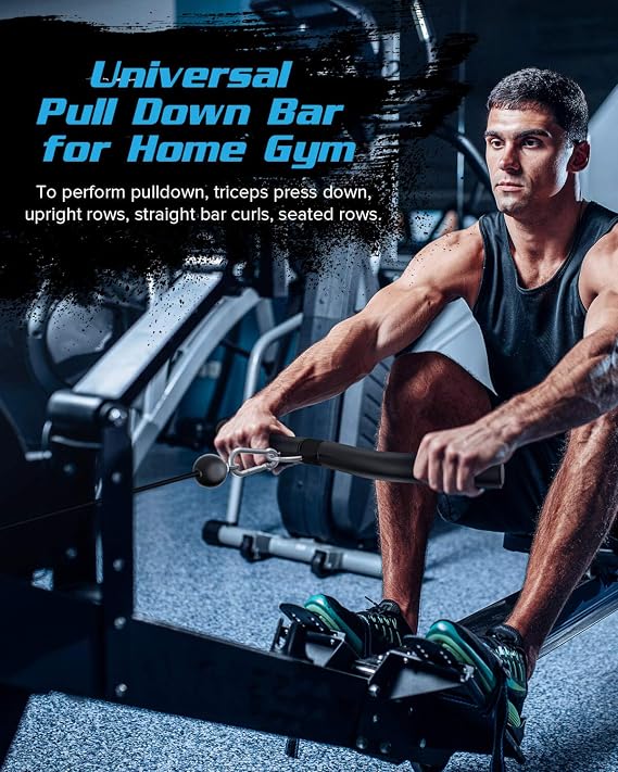 Upgraded LAT Pulldown Bars, 19 LAT Pull Down Bar Attachments for Home Gym, Curl Triceps Press Down Bar Handle LAT Bar Cable Machine Attachment for Pulley System, Rowing LAT Pull Down Bar