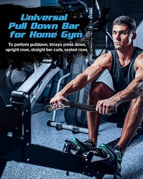 Upgraded LAT Pulldown Bars, 19 LAT Pull Down Bar Attachments for Home Gym, Curl Triceps Press Down Bar Handle LAT Bar Cable Machine Attachment for Pulley System, Rowing LAT Pull Down Bar