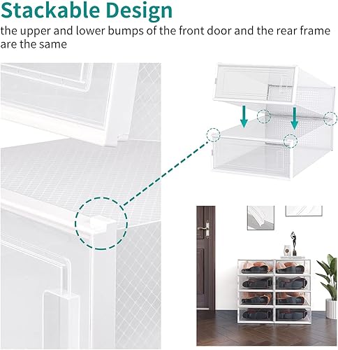 Miniatura 3 de PARANTA Caja de almacenamiento de 6 piezas para botas y zapatos, caja apilable de plástico transparente, organizador de zapatos que ahorra espacio