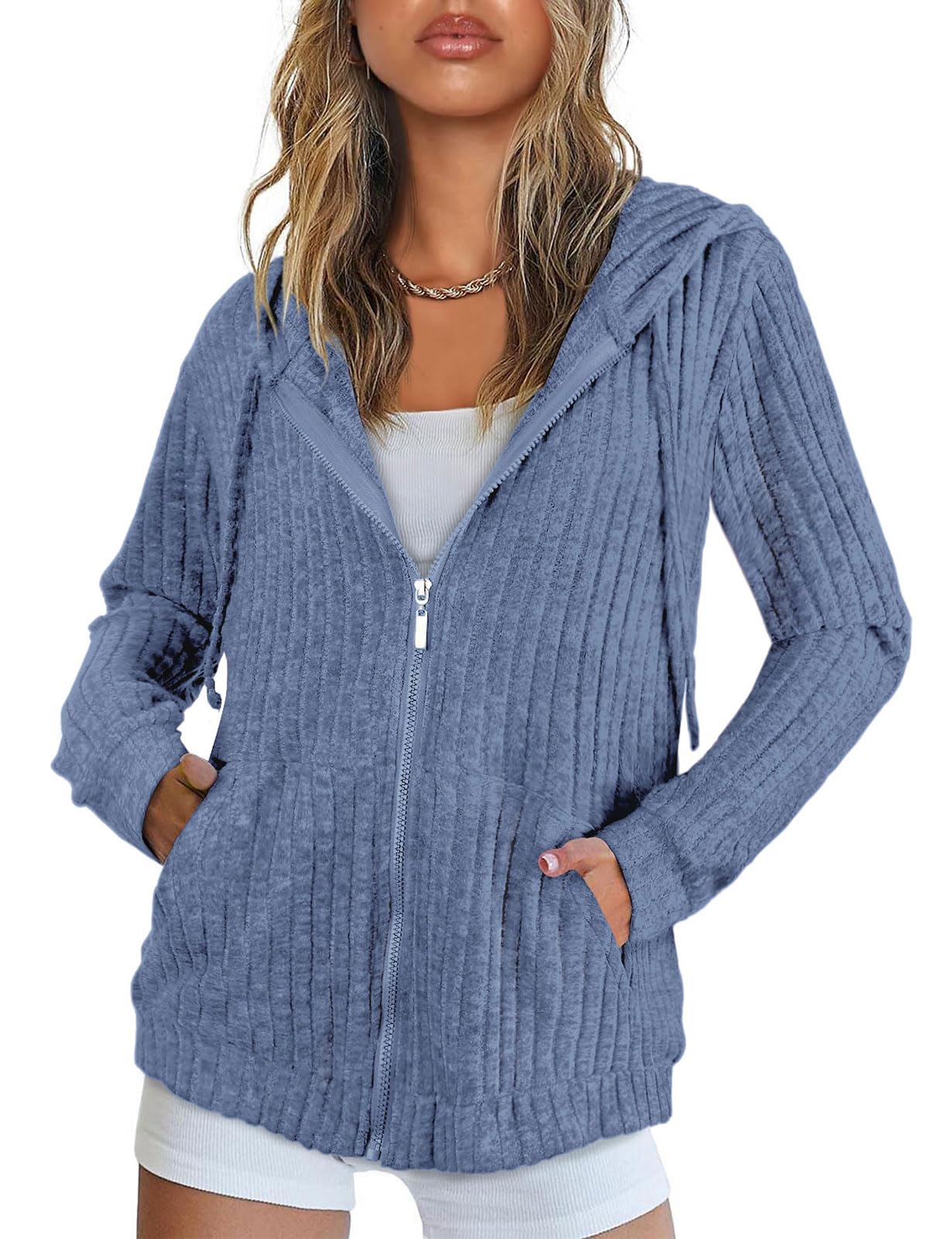 Flikity Sweat à capuche zippé pour femme - Veste à capuche basique - Pour l'été et l'automne