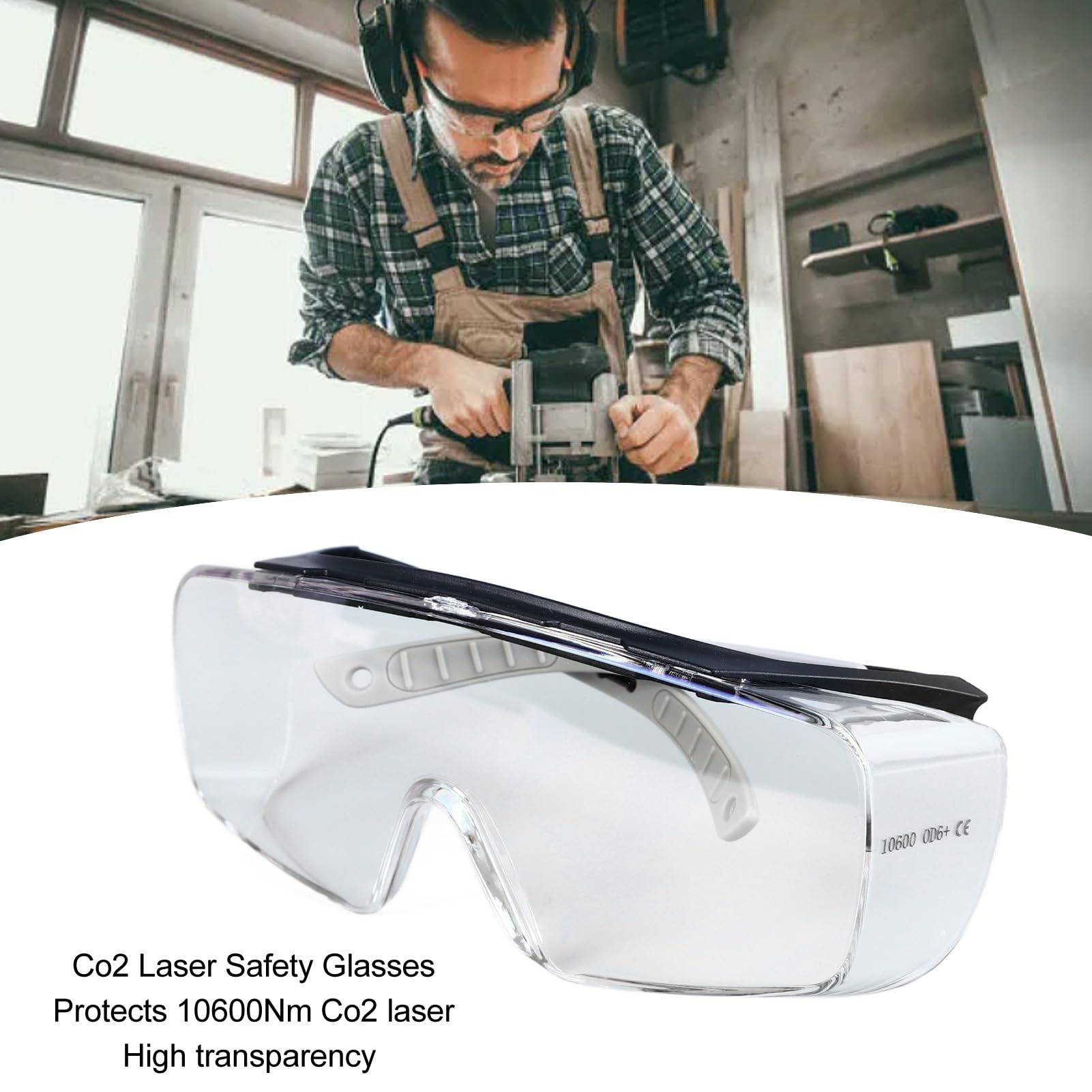 Gafas de Seguridad Profesionales para Láser CO2 Protección Ocular Ligera y Cómoda para Grabado por Corte Láser CO2 10600Nm 1 Unidad