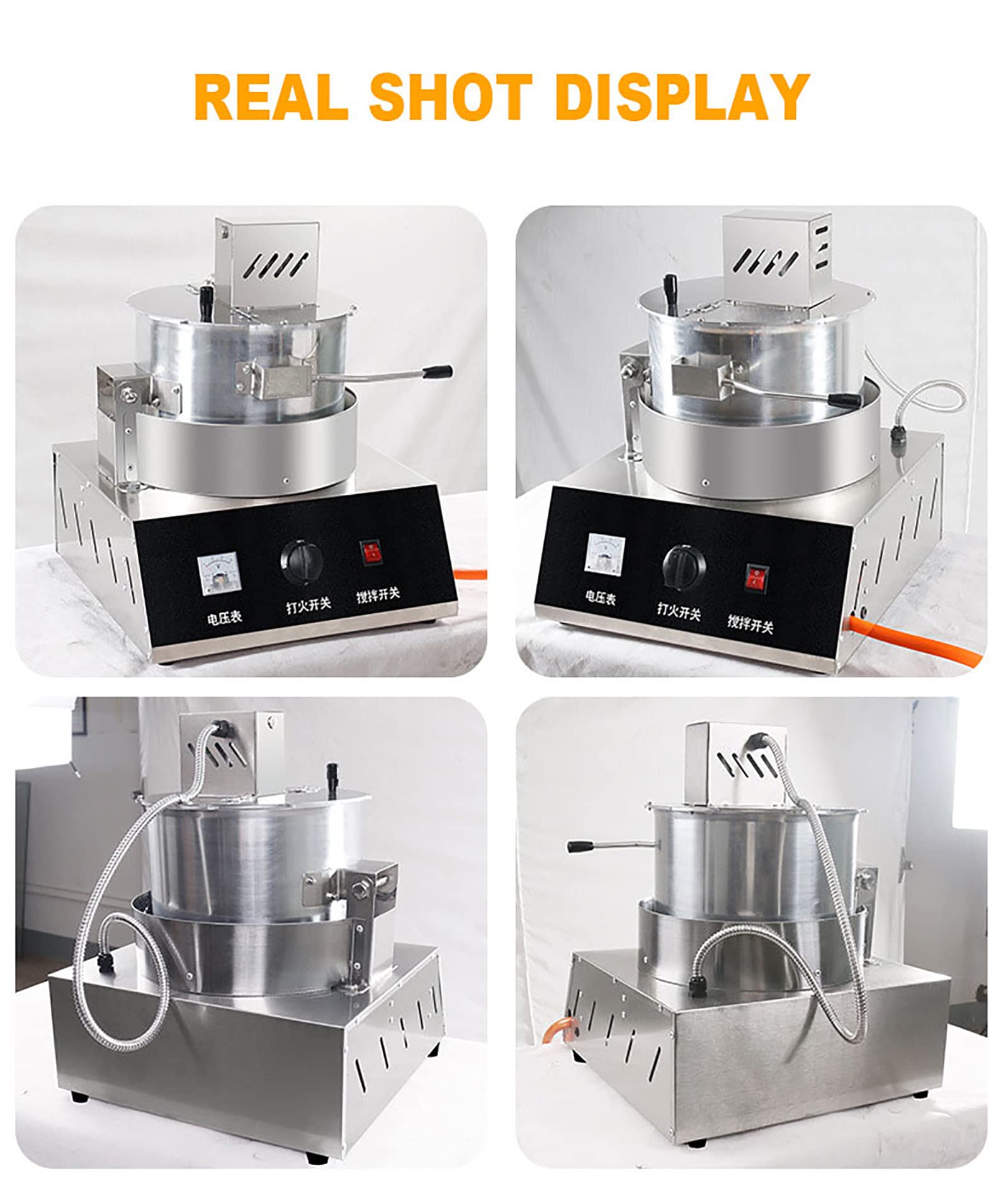 Máquina Comercial para Hacer Palomitas de maíz, eléctrica, con azúcar y Aceite, de Acero Inoxidable, Estilo Antiguo para mostrador, Ajuste automático, con batería.,with Battery