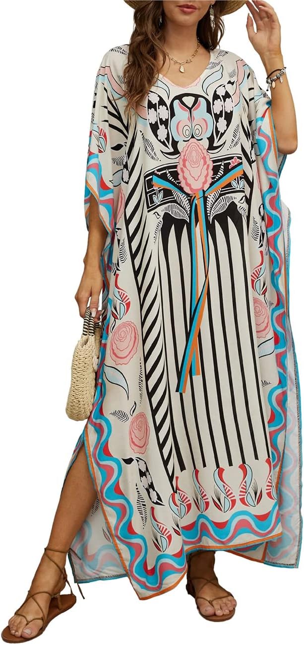 Bsubseach Kaftan Dresses for Women Plus Swimsuit Cover Up Caftan Loungewear Dress Resort Wear