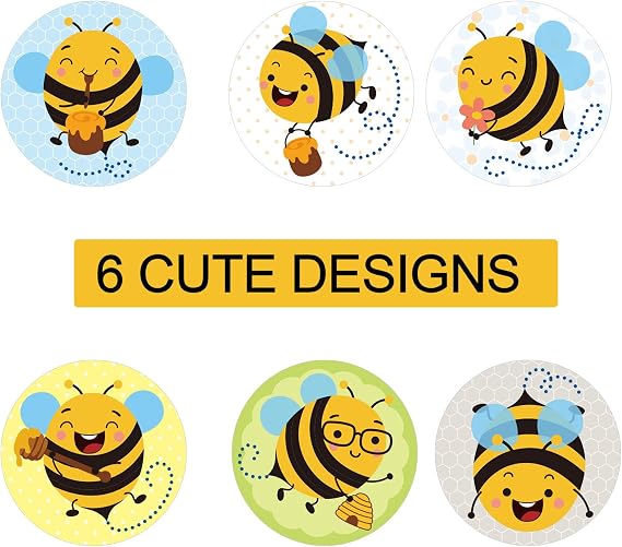 Zonon 600 Pcs Bee Classroom Reward Stickers for Kids 1.2 Small Honey Bee Round Stickers Back to School Incentives Decals Motivational Cute Decor Teachers Students Birthday Wedding Party Favors