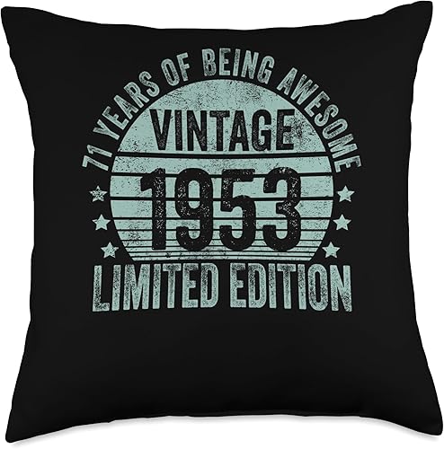 Miniatura 4 de Retro 71st Birthday Gifts Men Women Throw Pillow, 16x16, Multicolor