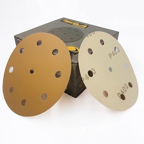 Miniatura 8 de TigerShark Discos de lija de 5 pulgadas, grano de 9 agujeros, 150, paquete de 50 unidades, papel especial de revestimiento antiobstrucciones, línea