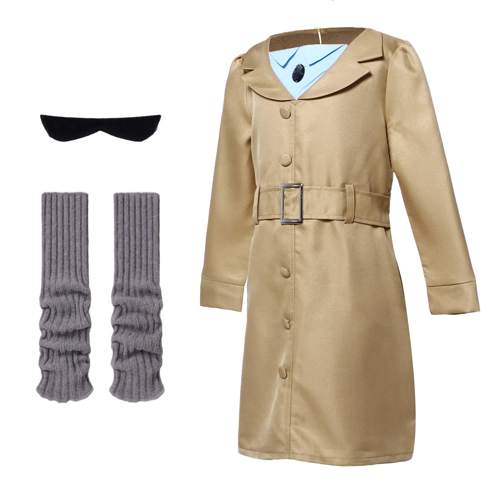 Alaiyaky Roald Dahl Miss Trunchbull Costume Includes Belted Dress, Fake Eyebrows,1 Pair of Leg Warmers M atilda Costumes World Book Day Costumes for Girls (Suit A, 110)