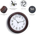 WISKALON Wall Clock Battery Operated Silent Non-Ticking Classic Quartz Clocks Decorative for Living Room, Bedroom Kitchen, School, Rustic Home (8.5 Inch, Brown)