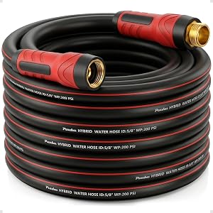 Garden Hose 50ft x 5/8", Non-Expandable Heavy Duty Premium Flexible Water Hose, No Kink, Leakproof, Lightweight Hybrid Hose with Male to Female Fittings for Household&Backyard