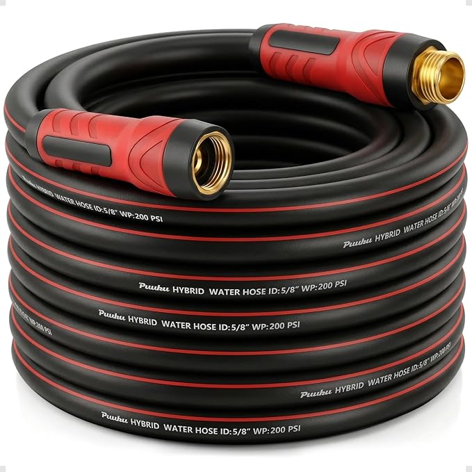 Garden Hose 50 ft x 5/8", NON-EXPANDABLE Heavy Duty Premium Flexible Hose