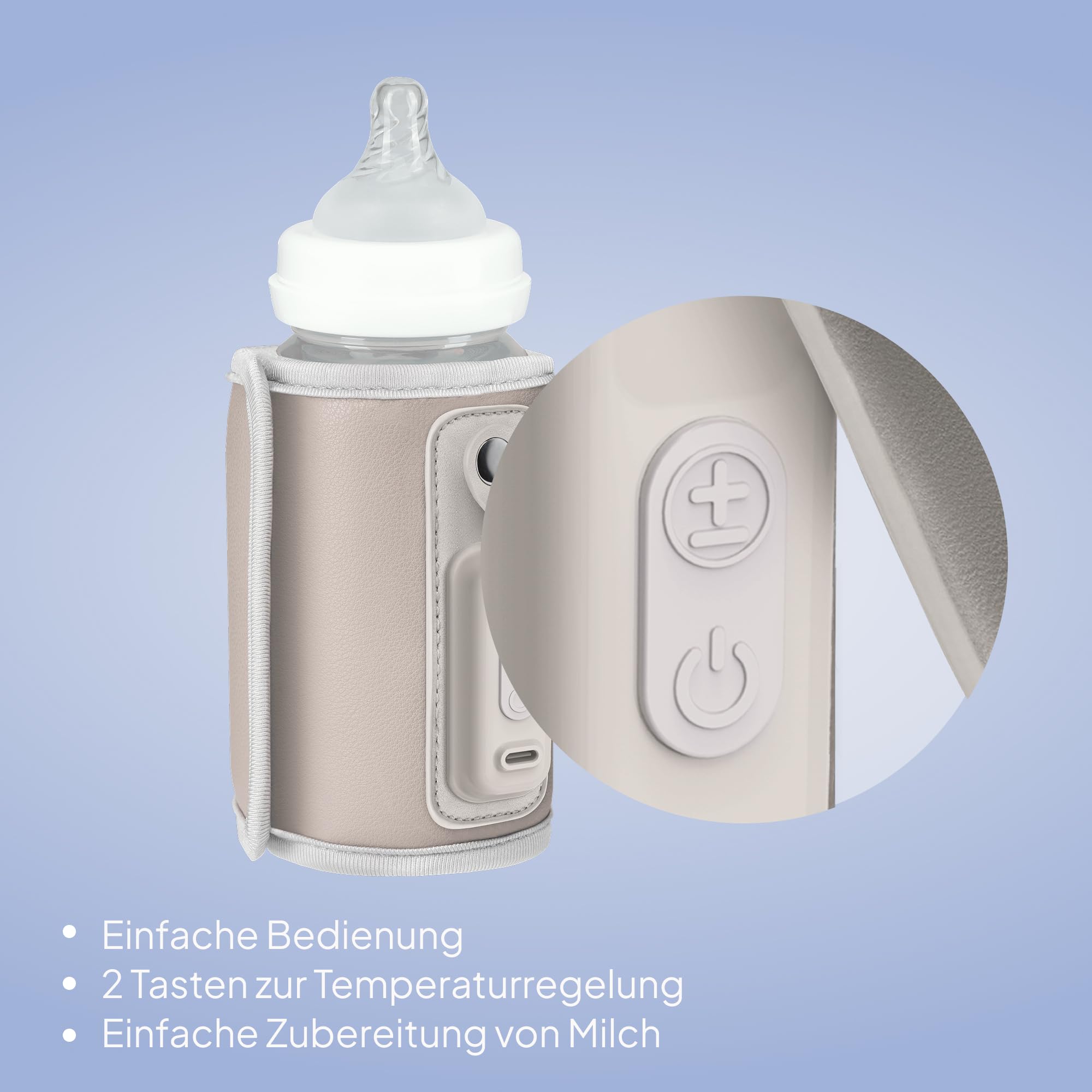 LIONELO Thermup Go Tragbarer Babyflaschenwärmer USB-C, Flaschenwärmer Unterwegs & Auto, 24h Warmhaltefunktion, 5 Temperaturstufen 38–50°C, LCD Display, Thermostat, Universal, BPA-frei, Leise