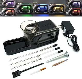 Electric Tobacco Cigarette Rolling Machine, Portable Cone Loader Injector Machine, Multi-Color Pulsating Light Black Adjustable Roller for Cigarette Fit 5.5/6.5/8mm & Pre Rolled Cones for King Size