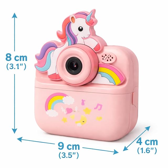 Foto 2 de 8 de Cámara Infantil Instantánea con Impresión Térmica, Unicornio Rosado, Pantalla LED 2.4 Pulgadas, 6 Modos
