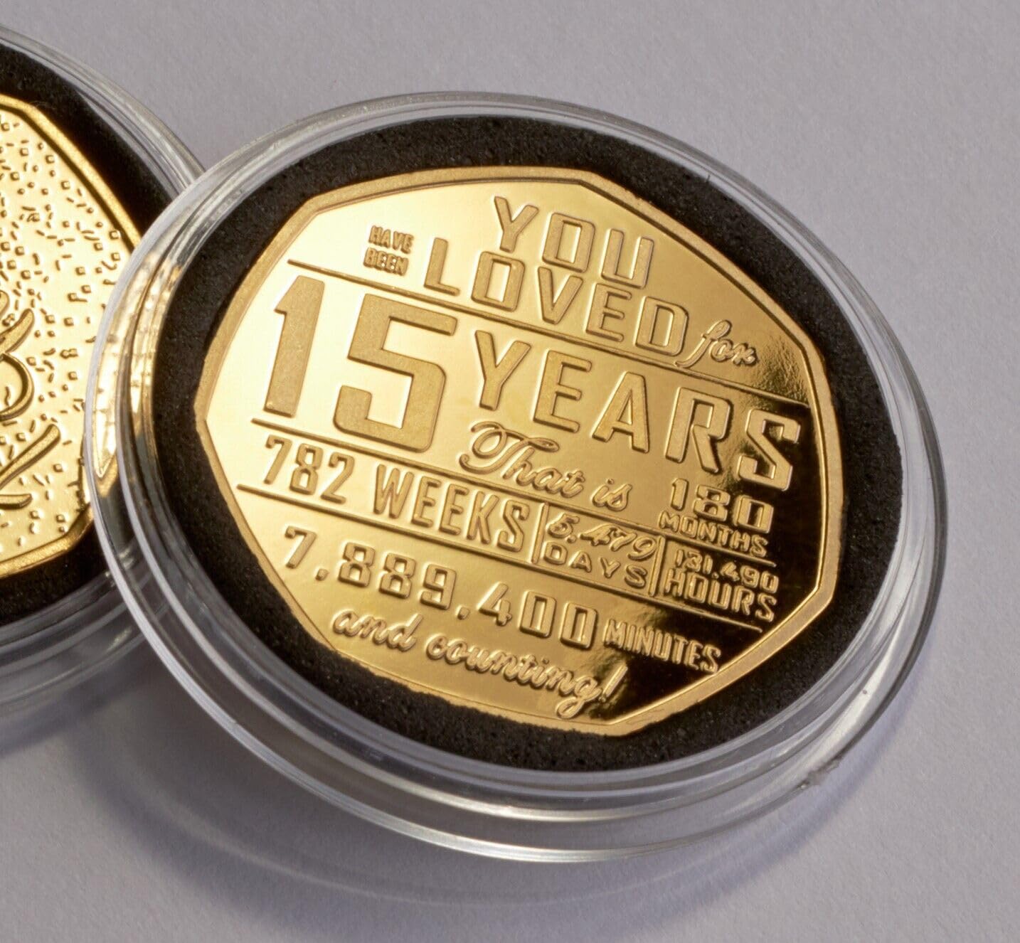 The Commemorative Coin Company 15th Birthday Gold Commemorative in Capsule. 15 Years 'And Counting' Gift/Present Congratulations/Party/Ideas/Son/Daughter/Grandson/Granddaughter