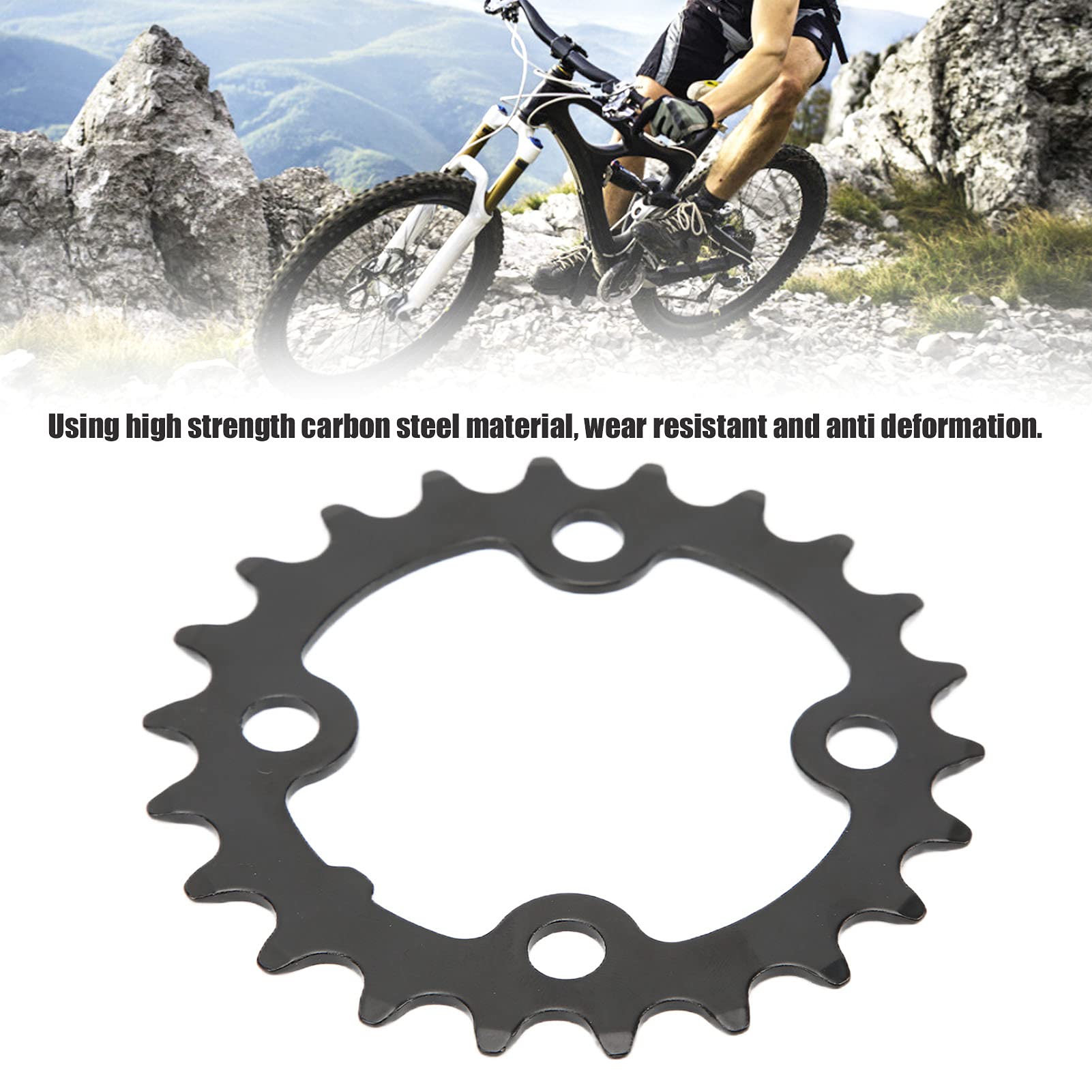 Alomejor Plato de Bicicleta para Montaña – Corona de Acero al Carbono 22T, 64mm BCD, Compatible con Transmisiones de 8, 9 y 10 Velocidades, Ideal para Cambio y