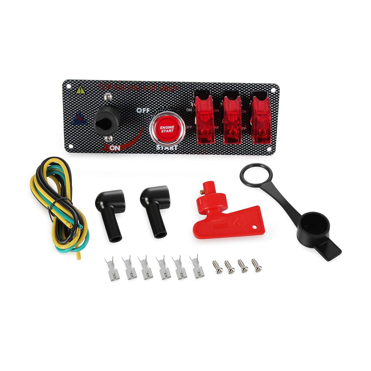 G Madlife Garage 12V 30A Flip-Up Ignition Switch Panel 5 in 1 Car Engine Start Push Button LED Toggle for Car Auto Power Speediness Racing Cars