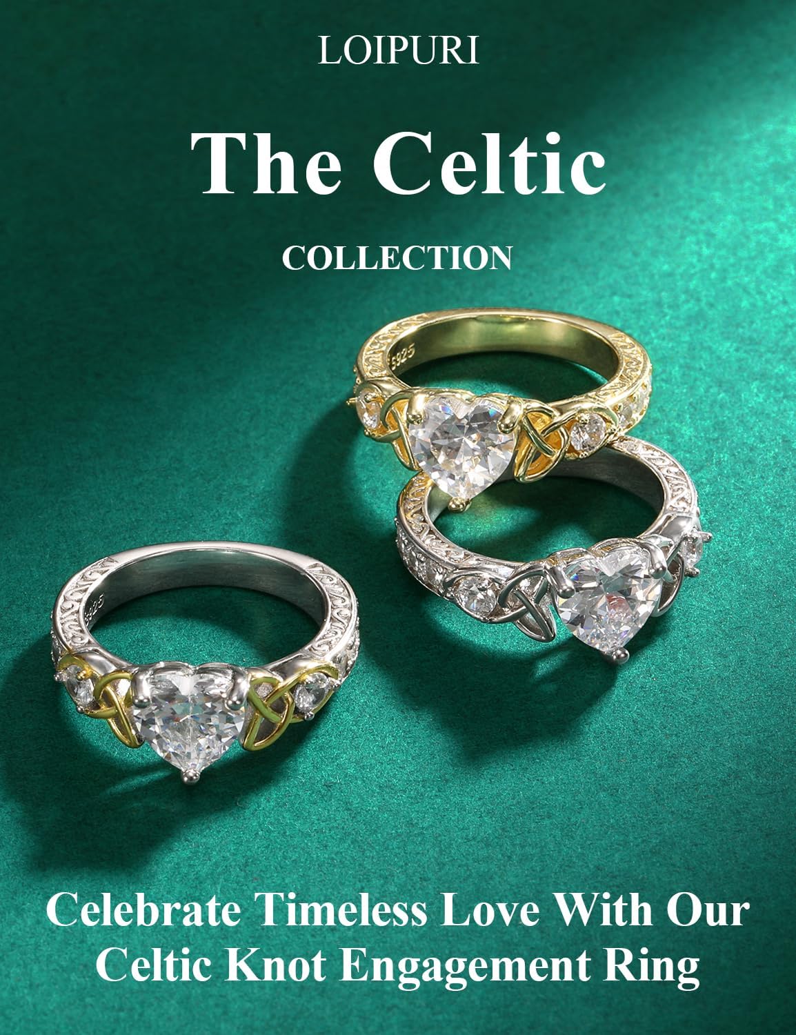 Moissanite Promise Rings for Her, 2CT D Color VVS1, Heart Shaped Celtic Knot, 925 Sterling Silver Engagement Wedding Anniversary Valentines Promise Gift with Certificate - Image 4