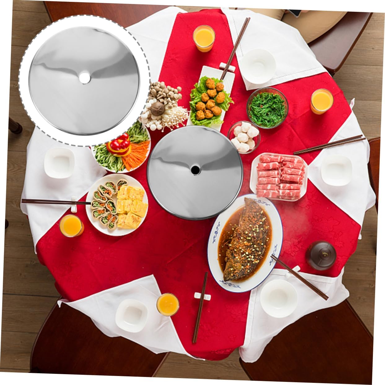 Cabilock Thickened Steel Ring Cover Induction Heat Diffuser Cooker Hot Pot Table Ring Gas Stove Heat Conducting Plate Heat Conduction Plate for Gas Stove Stainless Steel Silver