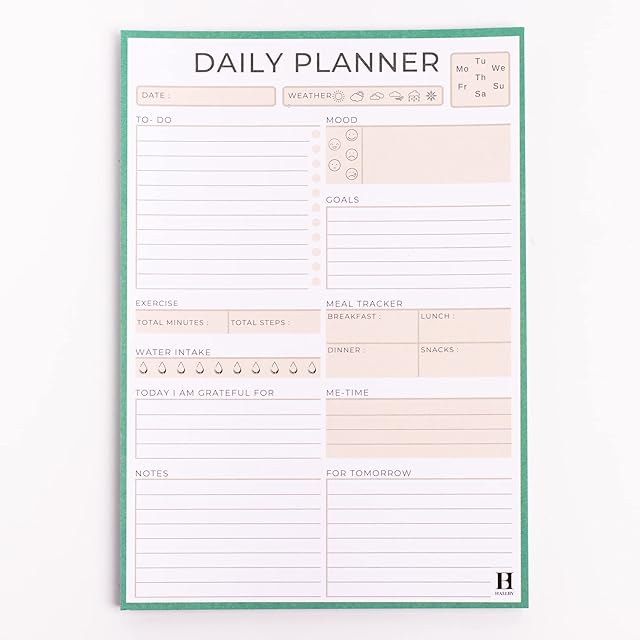 Hallby Daily Planner Pad - Personal Schedule Organiser to Do List Planner, Notes, Habit Trackers - Home & Office Productivity Management Notepad, Gifts for Women, Gift for Friends, Self Care Gift