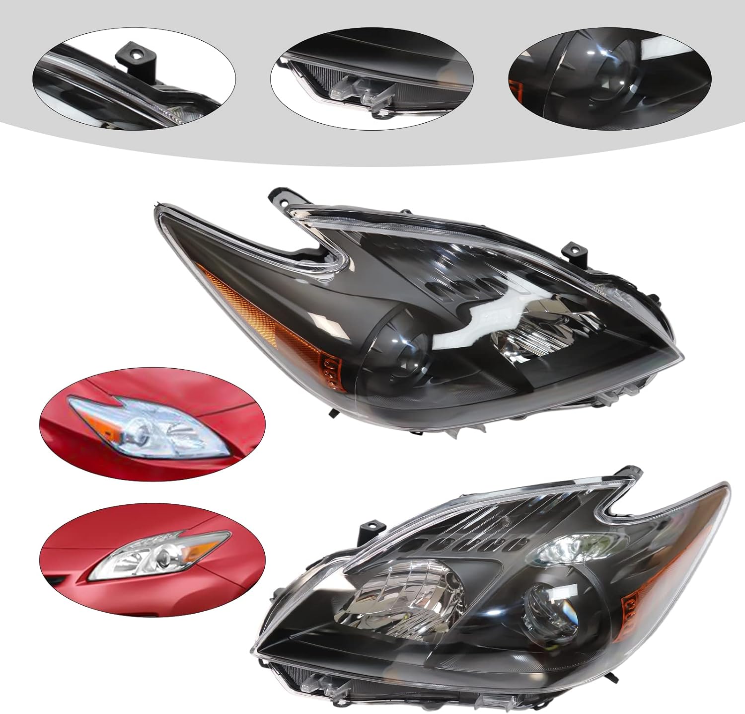 LYNICESHOP Front Headlight, Clear Headlight for Toyota Prius 2010 2011 Halogen Assembly Headlights, Assembly Replacement Factory Headlamp (Driver Side)