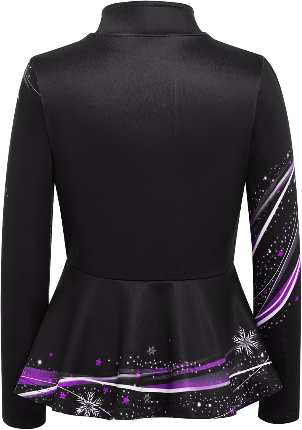Kids Girls Stylish Print Peplum Jacket Ice Skating Training Coat Fleece Gymnastics Dance Tops
