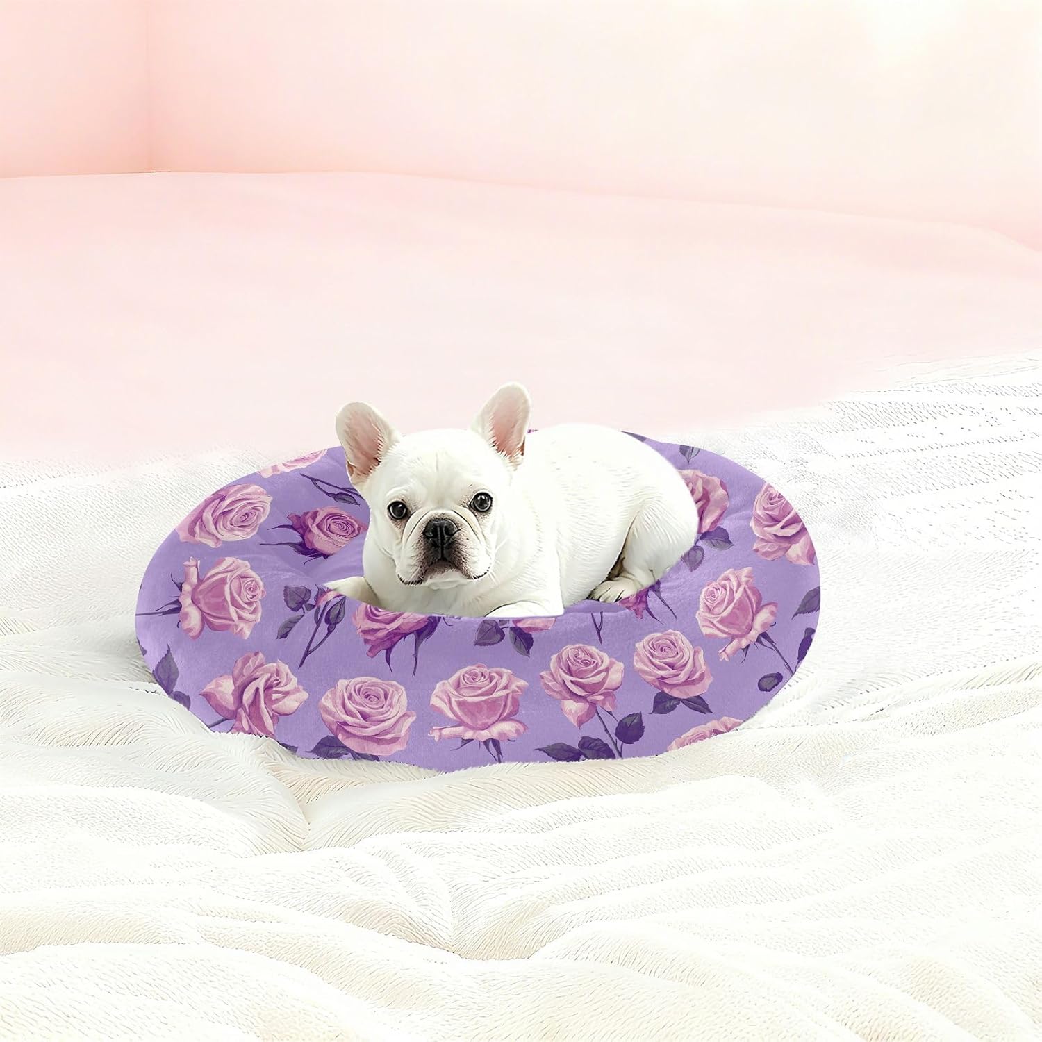 Pet Dog Beds Warm & Cozy Fluffy Dog Pillow Bed for Extra Small Size Pets Sleeping M Beauty Rose Purple