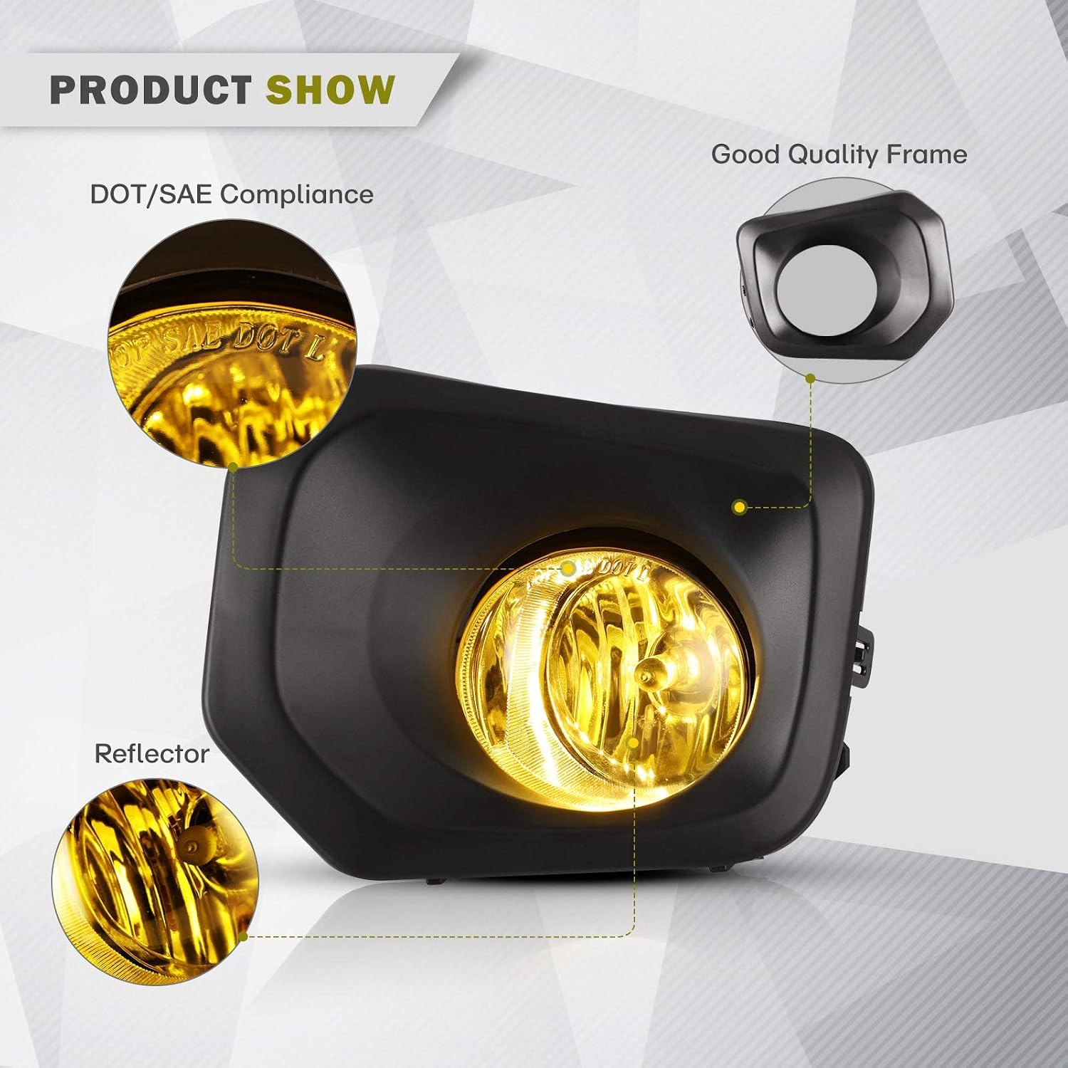 Winjet Fog Lights Assembly for 2016 2017 2018 2019 2020 2021 2022 Toyota Tacoma SR/SR5 Switch & Wiring kit included Amber Yellow Lens
