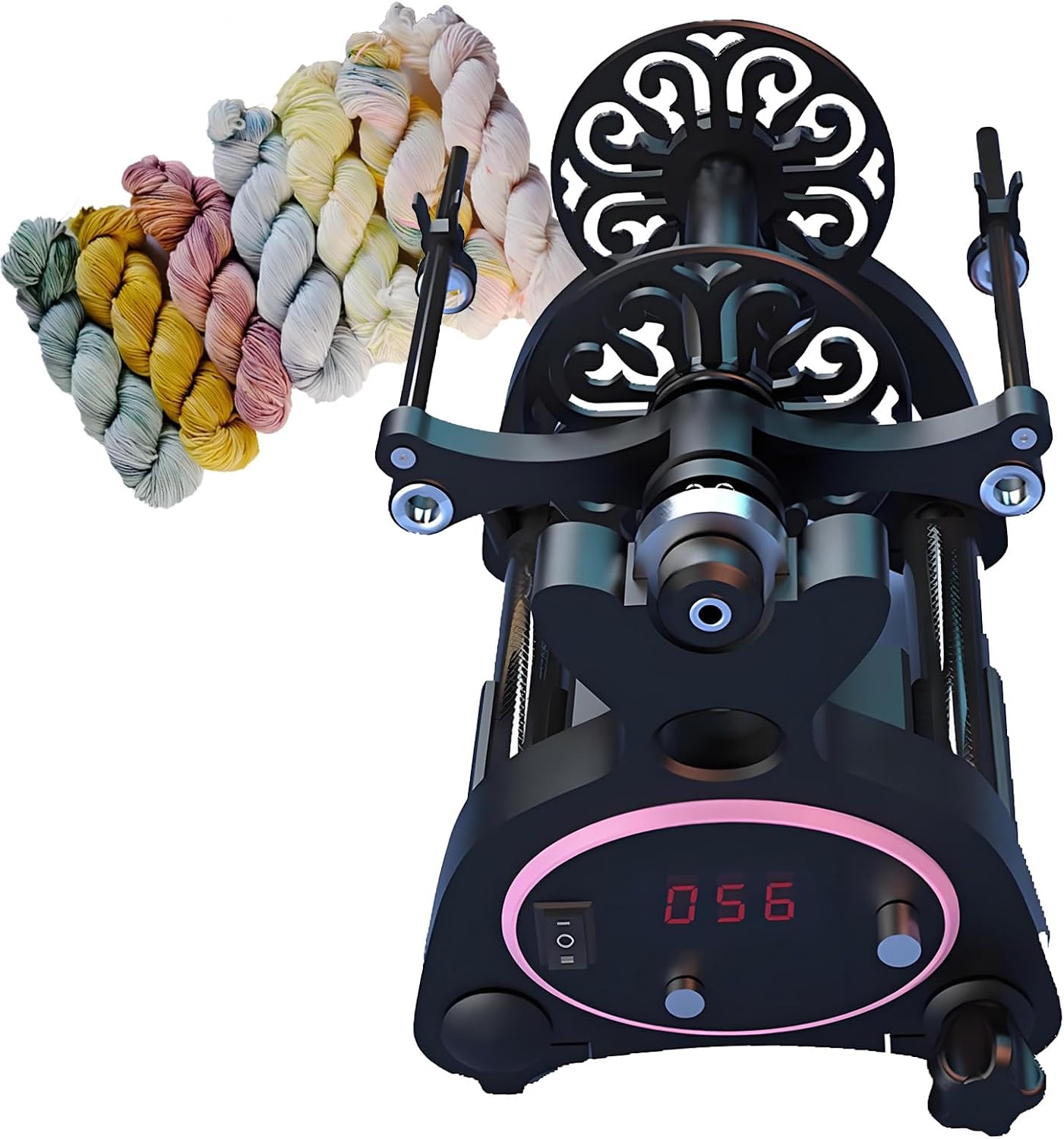 800RPM Electric Spinning Wheel - Adjustable Speed Yarn Winder with Forward/Reverse, Foot Control, and Digital Display for Smooth Weaving & Blending Purple+Blue