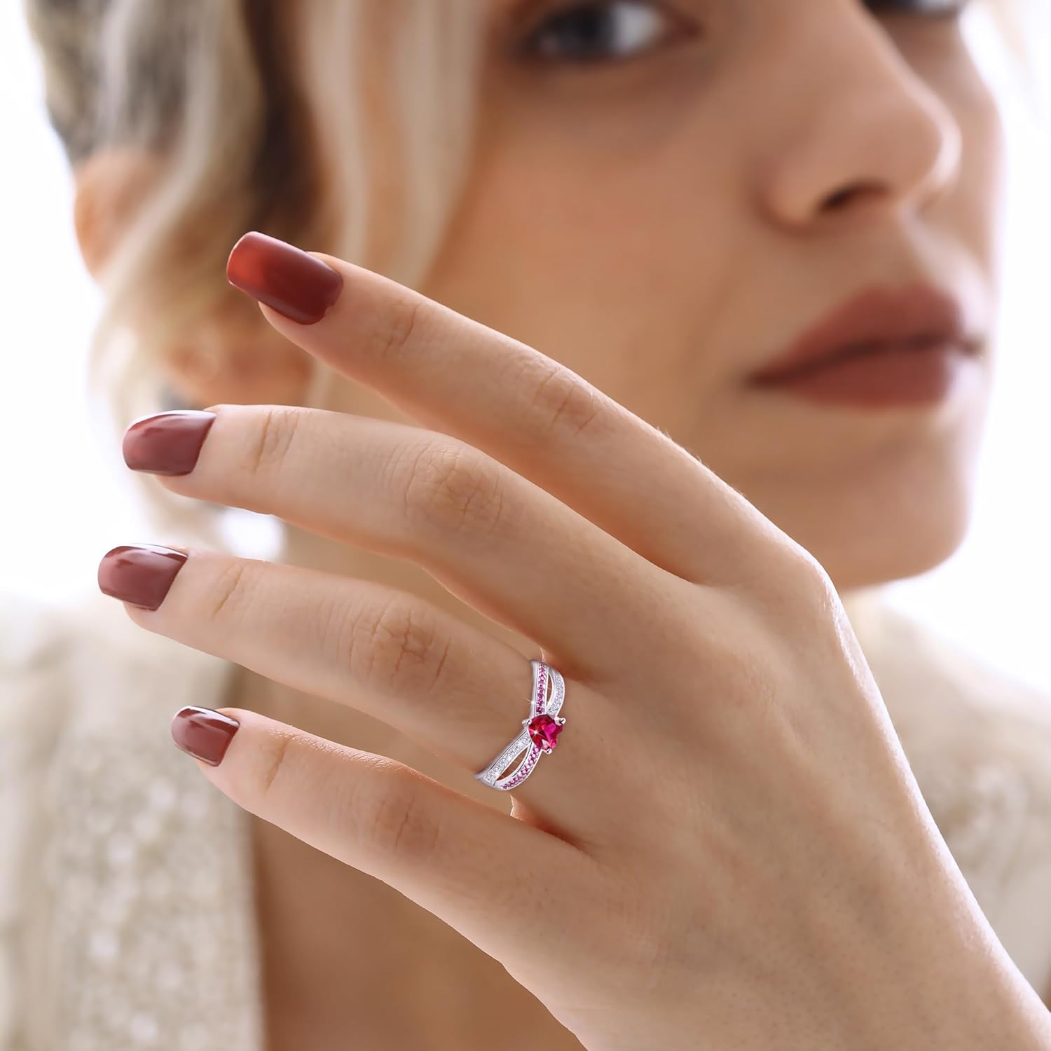 S925 Sterling Silver Promise Rings For Her Heart Birthstone Ring Wedding Engagement Valentine's Day Jewelry For Women