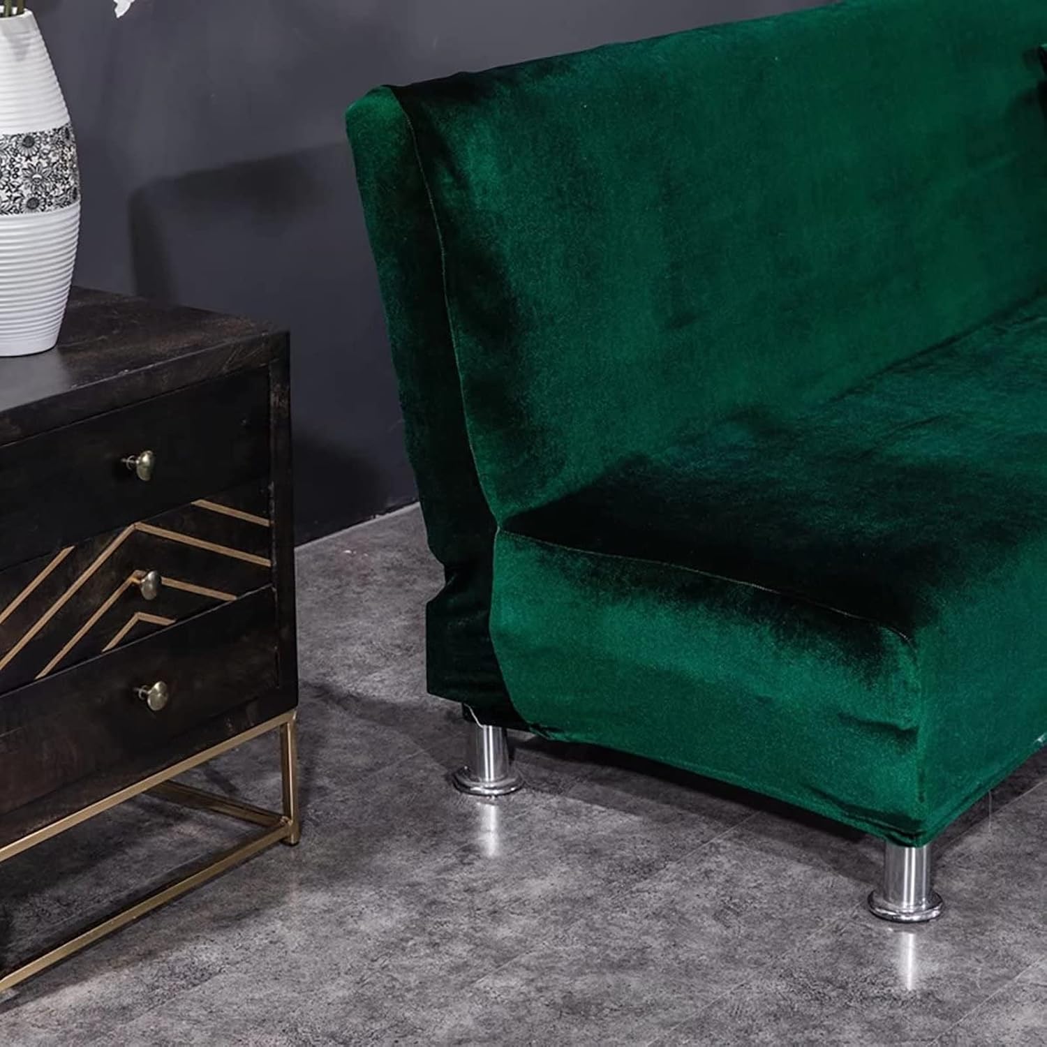 SFYZ HOME Velvet Armless Futon Slipcover,Stretch Silver Fox futon Cover, Modern Solid Color Sofa Bed Cover for for Futon Folding Bed Sofa (Purple,L-74.8-88.5in/190-225cm)