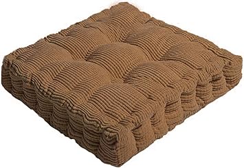 ChezMax Floor Pillow & Cushion, Large Meditation Chair Cushions, Thick Square Seat Pad, Soft Velvet Tufted Seating Pouf for Indoor/Outdoor Yoga Bench Rocking Chair Room Tatami Sofa, Brown 18" x 18"