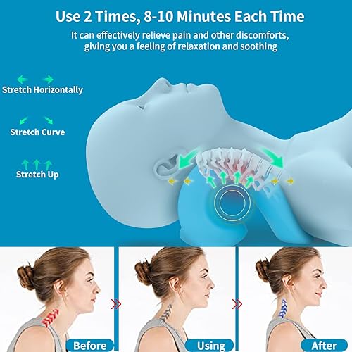 Miniatura 2 de Camilla de cuello con calefacción, corrector de joroba de cuello, dispositivo de tracción cervical con almohadilla térmica, relajante de cuello y