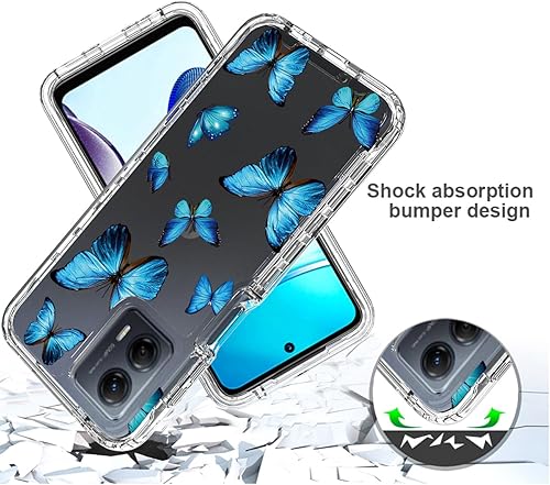 Miniatura 7 de Funda para Moto G 2023, para Motorola G5G 2023 con protector de pantalla de vidrio templado, cuerpo completo transparente floral TPU delgado funda