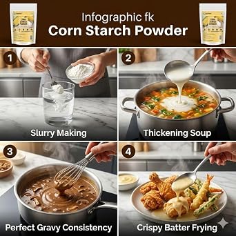 Neotea 100% Pure Natural Corn Starch Powder 500g (17.63OZ) | Thickening Agent for Cooking & Baking