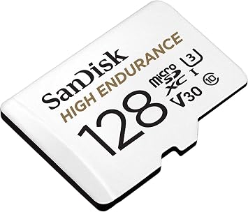 SanDisk High Endurance microSDXC Memory Card 128 GB + Adapter (V30 for Dash Windows and Private Security Cameras, 100 MB/s Reading, Full HD and 4K Videos)