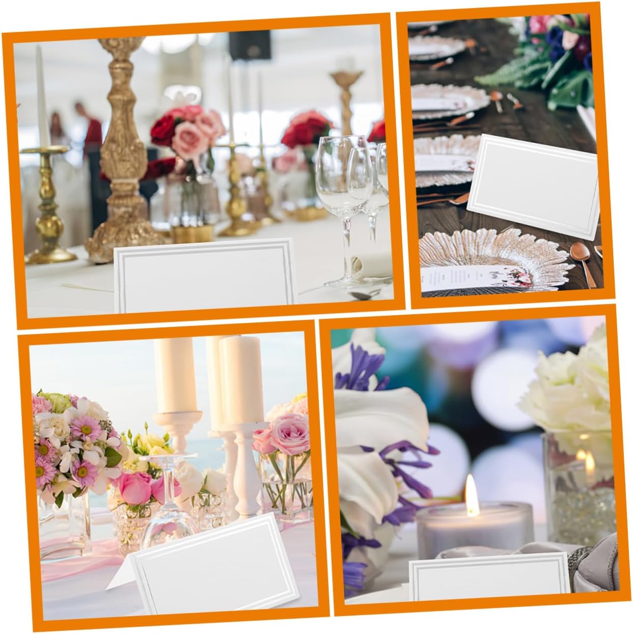 COLLBATH Elegant Gold Silver Table Cards 100pcs Seating Cards for Wedding Banquet Foldable