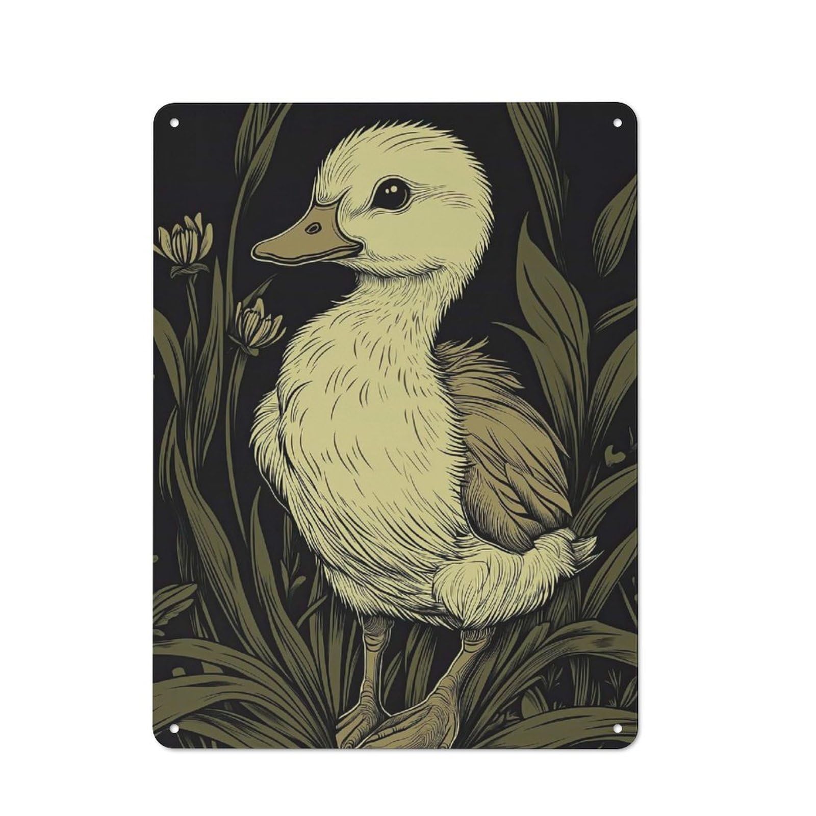 Junmoney Style-8 Retro-Style Metal Sign 40X30cm Featuring Duckling In Grass For Garage Wall, For Vintage Wall Decor Fans, For Metal Sign Collectors