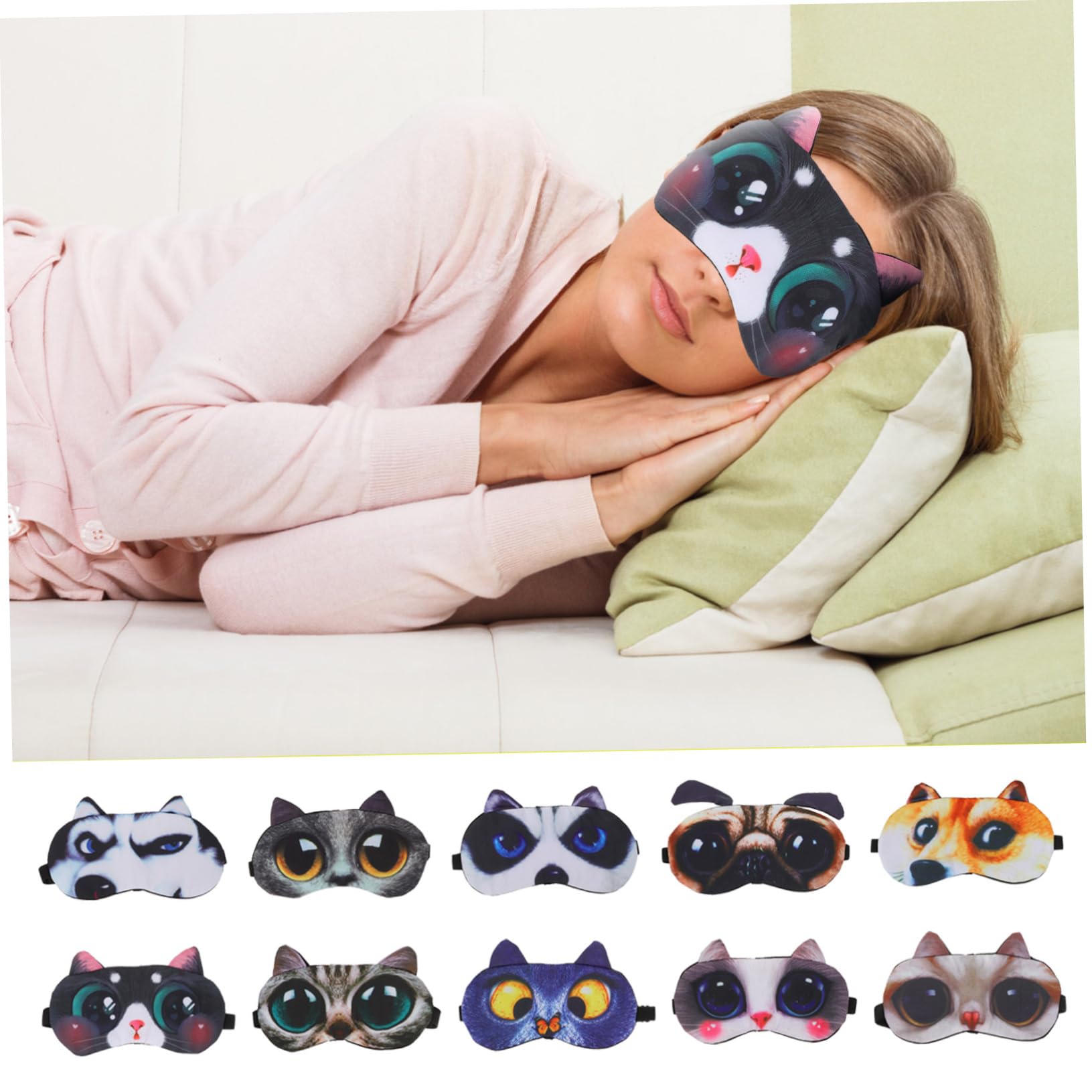 20 Pièces Masque de sommeil masques pour les yeux fille joli masque pour les yeux pour melasommeill patch yeux sieste bandeau dormir les yeux bandés polyester